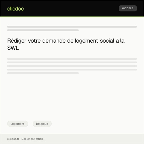 Aperçu du document Demande de logement social auprès de la Société Wallonne du Logement (SWL) — Logement, Belgique
