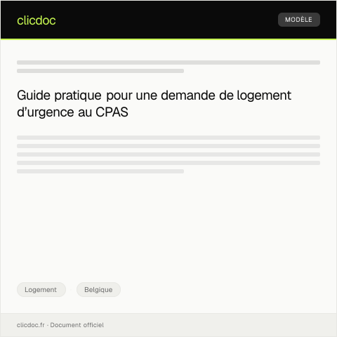 Aperçu du document Demande de logement d’urgence auprès du CPAS — Logement, Belgique