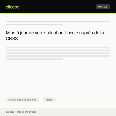 Aperçu du document Lettre de demande de mise à jour de la situation fiscale — Autres modèles courants, Maroc