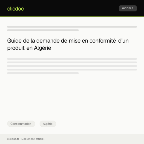 Aperçu du document Demande de mise en conformité d’un produit — Consommation, Algérie