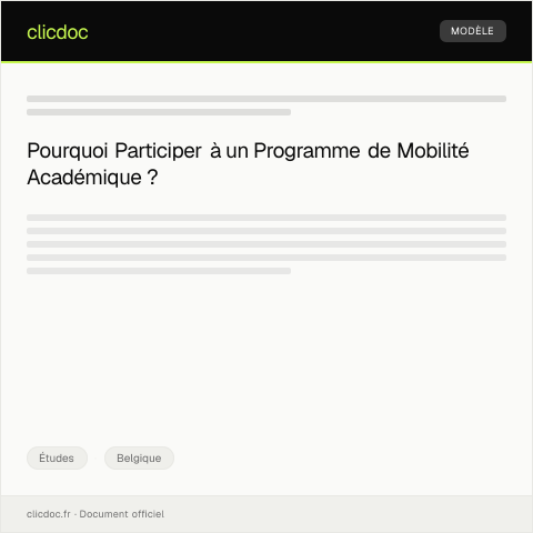 Aperçu du document Demande de participation à un programme de mobilité académique — Études, Belgique