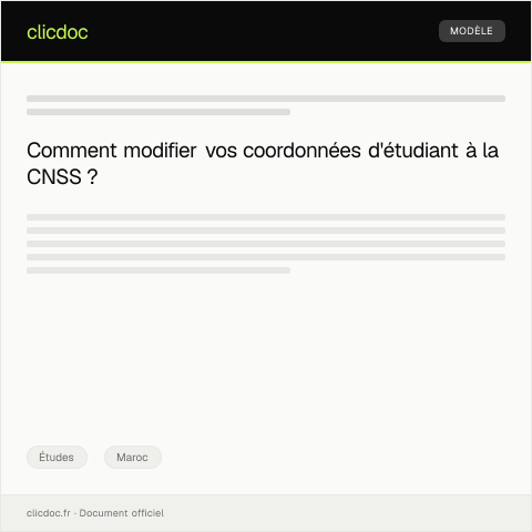 Aperçu du document Demande de modification des coordonnées d'étudiant — Études, Maroc