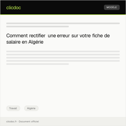 Aperçu du document Demande de modification de la fiche de salaire suite à une erreur administrative — Travail, Algérie