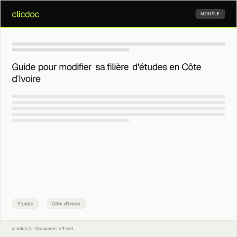 Aperçu du document Demande de modification de filière d’études — Études, Côte d'Ivoire