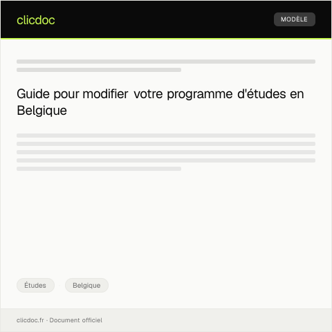 Aperçu du document Demande de modification de programme d’études — Études, Belgique
