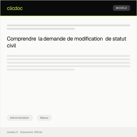 Aperçu du document Demande de modification de statut civil — Administration, Maroc