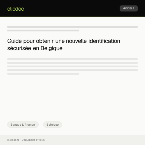 Aperçu du document Demande de nouvelle identification sécurisée (eID, eBox) — Banque & finance, Belgique