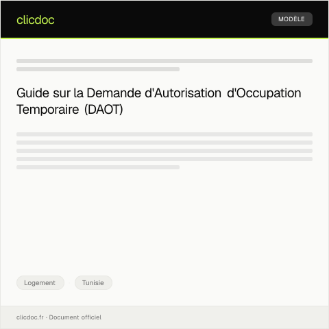 Aperçu du document Demande d’autorisation d’occupation temporaire (DAOTxxx) — Logement, Tunisie