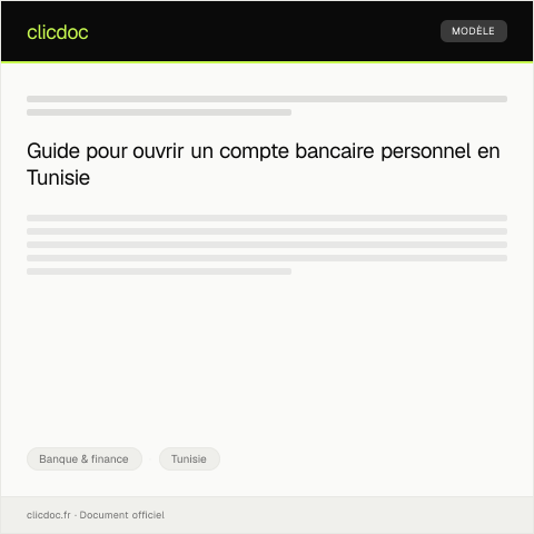 Aperçu du document Demande d’ouverture de compte bancaire personnel — Banque & finance, Tunisie