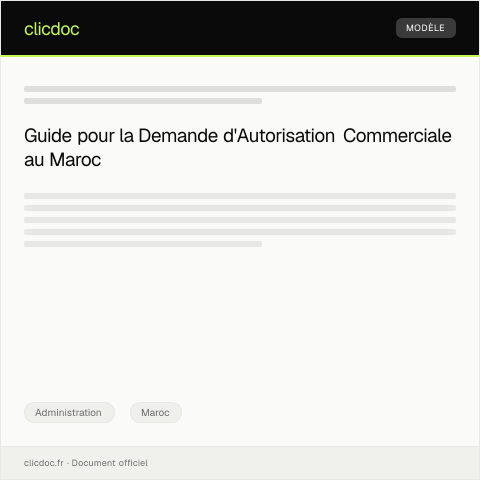 Aperçu du document Demande d'autorisation d'ouverture d'établissement commercial — Administration, Maroc