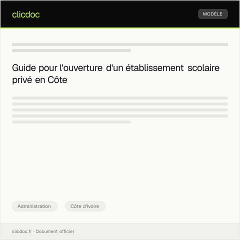 Aperçu du document Demande d’autorisation d’ouverture d’un établissement scolaire privé — Administration, Côte d'Ivoire
