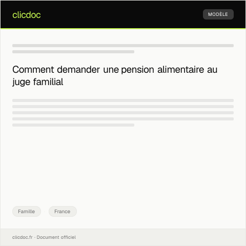 Aperçu du document Demande de pension alimentaire auprès du juge aux affaires familiales — Famille, France