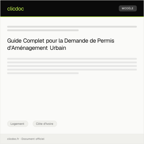 Aperçu du document Demande de permis d'aménagement urbain — Logement, Côte d'Ivoire
