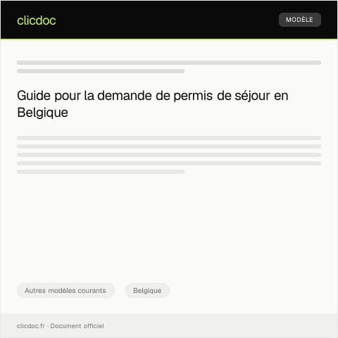 Aperçu du document Demande de permis de séjour pour citoyens UE — Autres modèles courants, Belgique