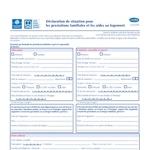 Aperçu du document Demande de prime à l'adoption (Caf) — Particuliers, France (CERFA n°11423*06)