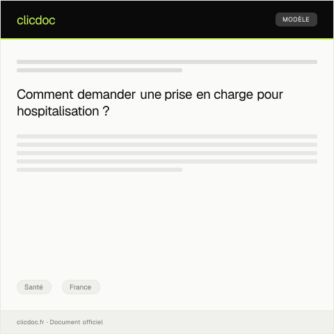 Aperçu du document Demande de prise en charge pour hospitalisation — Santé, France