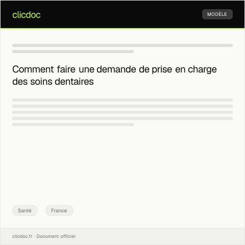 Aperçu du document Demande de prise en charge des soins dentaires — Santé, France
