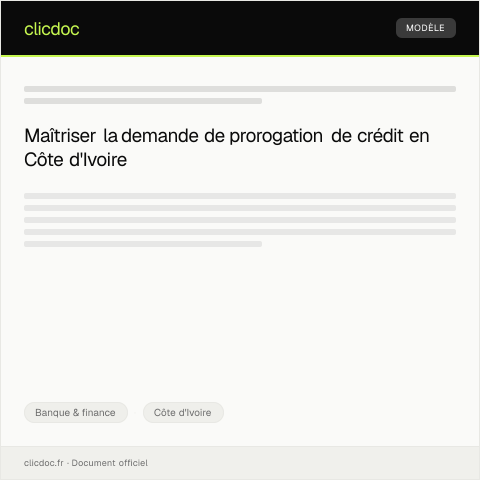 Aperçu du document Demande de prorogation de crédit — Banque & finance, Côte d'Ivoire