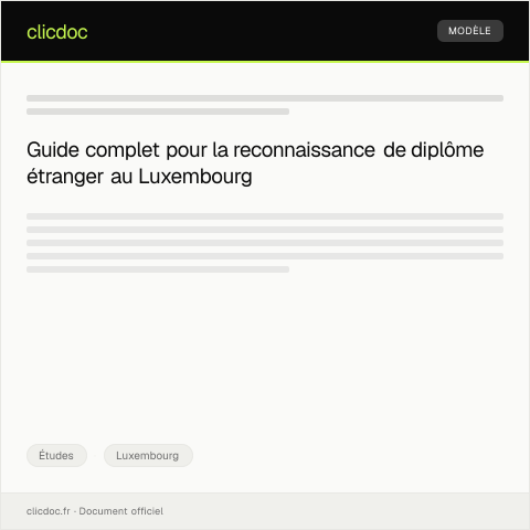 Aperçu du document Demande de reconnaissance de diplôme étranger — Études, Luxembourg