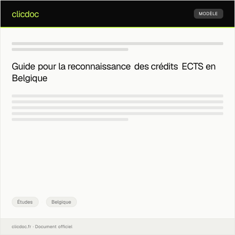 Aperçu du document Demande de reconnaissance des crédits ECTS — Études, Belgique