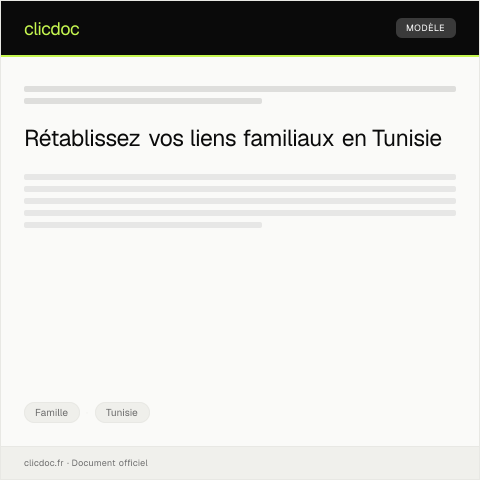 Aperçu du document Demande de reconnexion de lien familial auprès des autorités — Famille, Tunisie