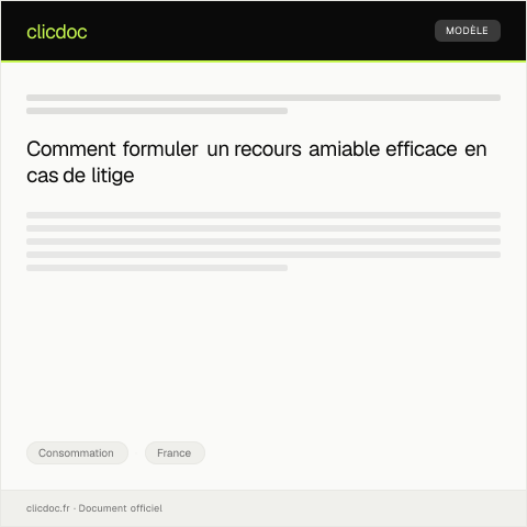 Aperçu du document Demande de recours amiable auprès du service consommateurs — Consommation, France