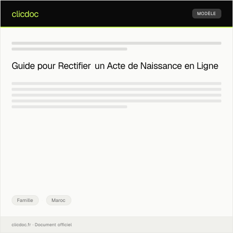 Aperçu du document Demande de Rectification d’Acte de Naissance en Ligne — Famille, Maroc