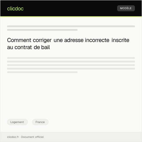 Aperçu du document Demande de rectification de l'adresse sur le contrat de bail — Logement, France