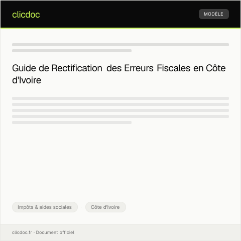 Aperçu du document Requête pour rectification d’une erreur de déclaration fiscale — Impôts & aides sociales, Côte d'Ivoire