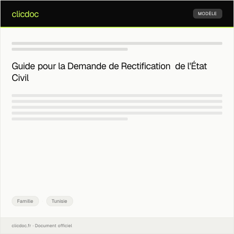 Aperçu du document Demande de Rectification de l'État Civil — Famille, Tunisie
