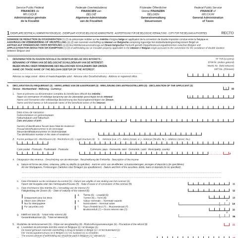 Aperçu du document 276 Int. (Verdragsvermindering - interesten van Belgische oorsprong) (PDF, 229.95 KB) — Aanvraag om verdragsverminderingen, Belgique (CERFA n°167-276-int-nl-fr-de)