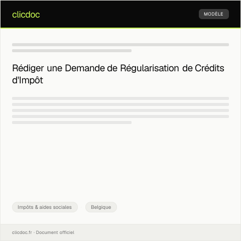 Aperçu du document Demande de régularisation de crédits d’impôt — Impôts & aides sociales, Belgique