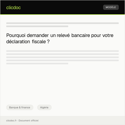 Aperçu du document Demande de relevé bancaire pour déclaration fiscale — Banque & finance, Algérie