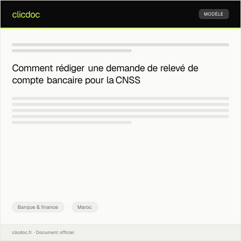Aperçu du document Demande de relevé de compte bancaire pour déclaration fiscale — Banque & finance, Maroc