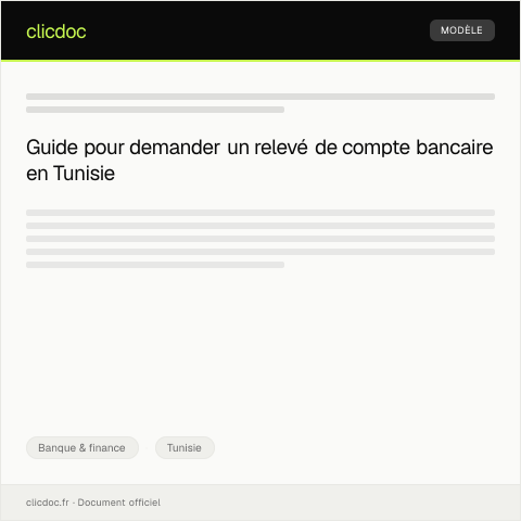Aperçu du document Demande de relevé de compte ou d’état de situation bancaire — Banque & finance, Tunisie