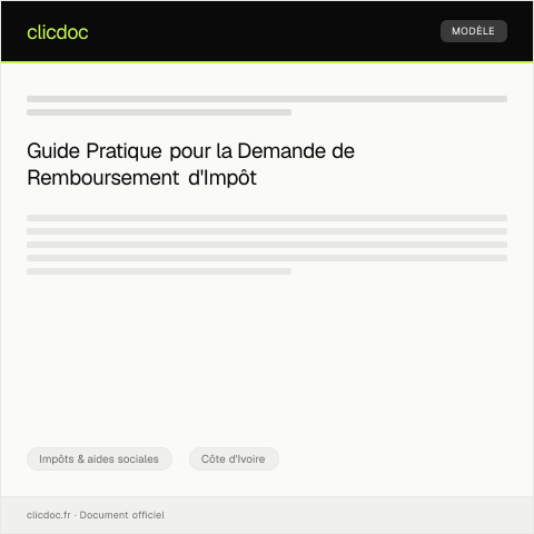 Aperçu du document Demande de Remboursement d'Impôt — Impôts & aides sociales, Côte d'Ivoire