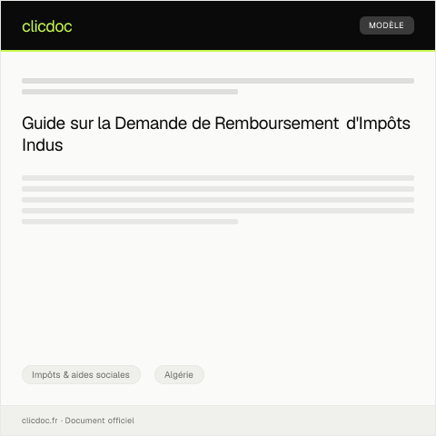 Aperçu du document Demande de Remboursement d'Impôts Indus - Formulaire RII-12 — Impôts & aides sociales, Algérie