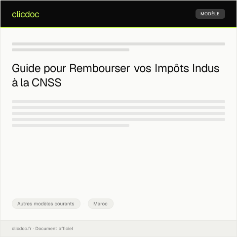 Aperçu du document Demande de remboursement d'impôts indus — Autres modèles courants, Maroc