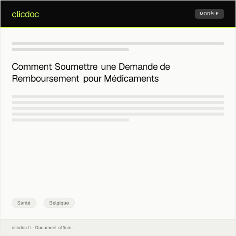 Aperçu du document Demande de remboursement pour médicaments prescrits à domicile — Santé, Belgique