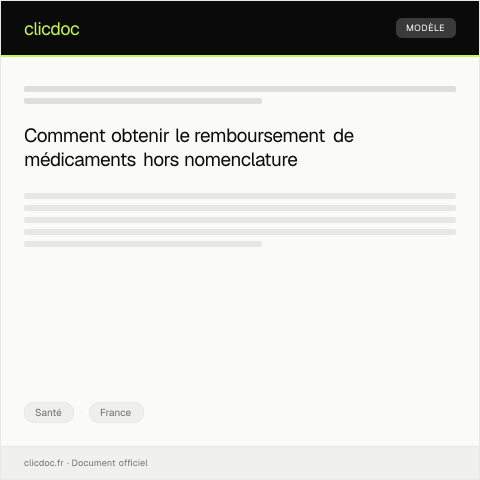 Aperçu du document Demande de remboursement pour médicaments hors nomenclature — Santé, France
