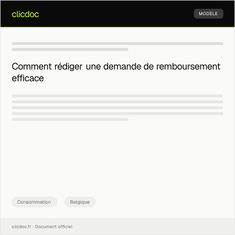 Aperçu du document Demande de remboursement pour produit défectueux — Consommation, Belgique