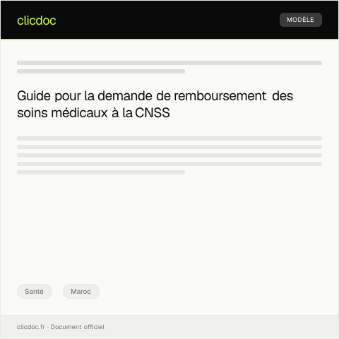 Aperçu du document Demande de remboursement des soins médicaux à la CNIE — Santé, Maroc