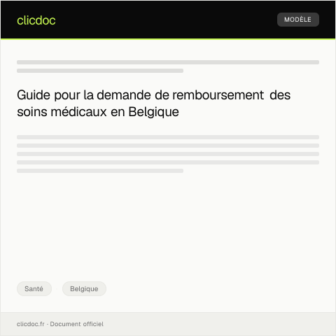 Aperçu du document Demande de remboursement des soins médicaux en Belgique — Santé, Belgique