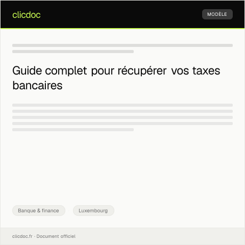 Aperçu du document Demande de remboursement des taxes bancaires — Banque & finance, Luxembourg