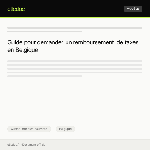 Aperçu du document Demande de remboursement de taxes — Autres modèles courants, Belgique