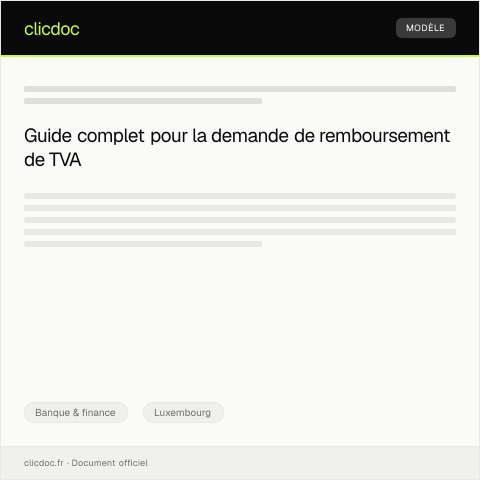 Aperçu du document Demande de remboursement de TVA en ligne — Banque & finance, Luxembourg