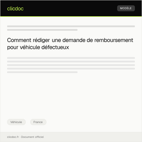 Aperçu du document Demande de remboursement pour un achat de véhicule non conforme — Véhicule, France