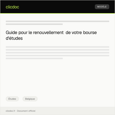 Aperçu du document Demande de renouvellement de bourse d'études auprès du ministère — Études, Belgique