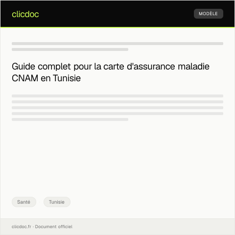 Aperçu du document Demande de renouvellement ou d’obtention de la carte d’assurance maladie (CNAM) — Santé, Tunisie