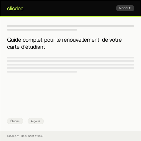 Aperçu du document Demande de renouvellement de carte d'étudiant via le portail numérique — Études, Algérie